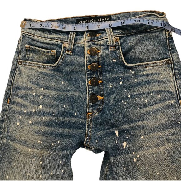 Veronica Beard Jeans Size 24 Girlfriend Ines 10.75” Inseam Pipeline Wash Paint - Picture 7 of 7